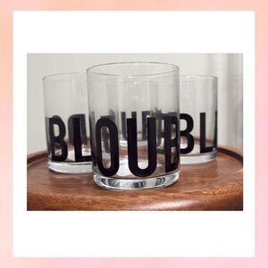 4-Piece Statement Barware Set | Large Print Lowball/Old Fashioned Glasses